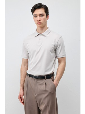 Antioch Bej Lyocell Karışımlı Polo Yaka Erkek T-Shirt