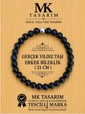 MK Tasarım Gerçek Yıldız Taşı Erkek Bileklik MK.8000.005 - Rahatlık-Dinginlik-Enerji- Stres Bilekliği