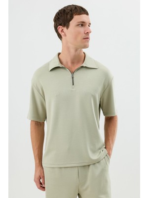 Antioch Haki Polo Yaka Basic T-Shirt
