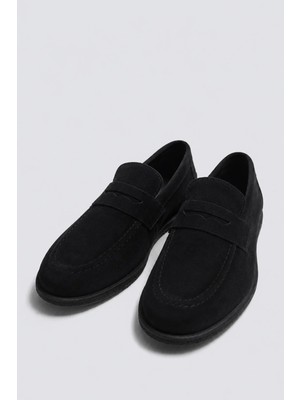 Antioch Siyah %100 Süet Ince Taban Loafer