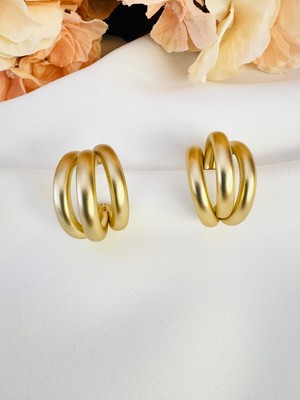 Devi Fashion Gold 3 Halkalı Küpe 2 cm