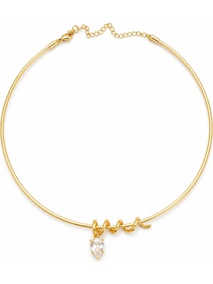 Venüs Design Çelik Damla Taşlı  Choker Kolye
