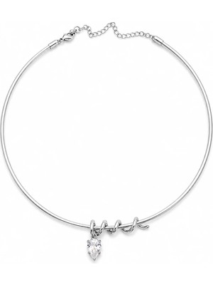 Venüs Design Çelik Damla Taşlı  Choker Kolye