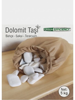 Green Efficiency Beyaz Dolomit Taşı 5kg 10KG 20KG  2-4 cm | Saksı Üstü Dekoratif Çakıl Taşı | Teraryum Bahçe Peyzaj ve Akvaryum Taş