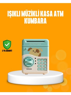 Su Yeşili Atm Kasa Görünümlü Elektronik Şifreli Çocuk Kumbarası