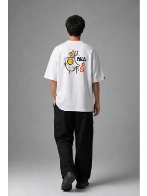 Posh Cabal A03026 Baskılı Oversize Beyaz Erkek T-Shirt