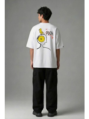 Posh Cabal A03029 Baskılı Oversize Beyaz Erkek T-Shirt