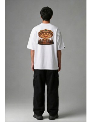 Posh Cabal A02071 Baskılı Oversize Beyaz Erkek T-Shirt
