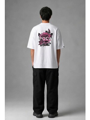 Posh Cabal A02003 Baskılı Oversize Beyaz Erkek T-Shirt
