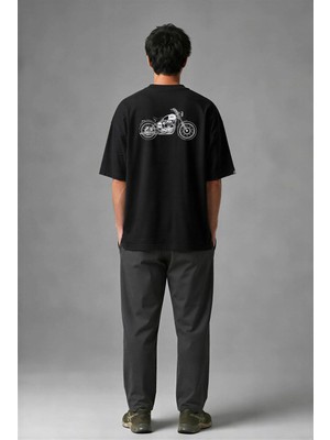 Posh Cabal A01068 Baskılı Oversize Siyah Erkek T-Shirt