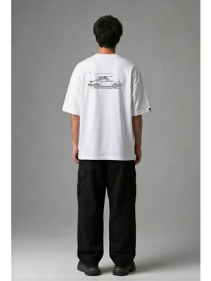 Posh Cabal A03058 Baskılı Oversize Beyaz Erkek T-Shirt