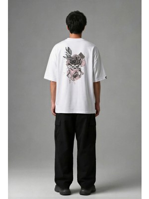 Posh Cabal A02011 Baskılı Oversize Beyaz Erkek T-Shirt