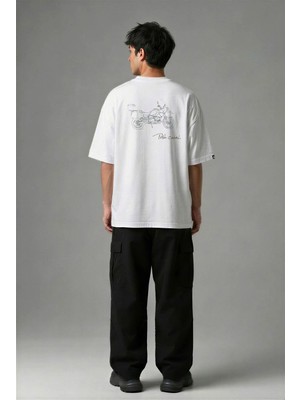 Posh Cabal A03054 Baskılı Oversize Beyaz Erkek T-Shirt
