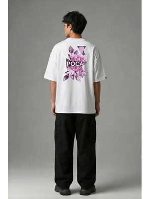 Posh Cabal A02012 Baskılı Oversize Beyaz Erkek T-Shirt