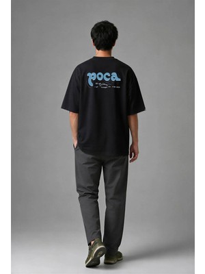 Posh Cabal A01074 Baskılı Oversize Siyah Erkek T-Shirt