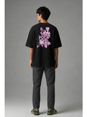 Posh Cabal A02012 Baskılı Oversize Siyah Erkek T-Shirt