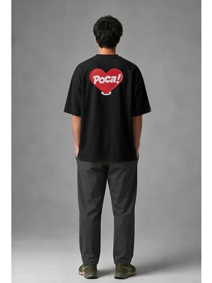 Posh Cabal A02018 Baskılı Oversize Siyah Erkek T-Shirt