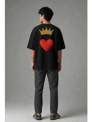 Posh Cabal A02111 Baskılı Oversize Siyah Erkek T-Shirt