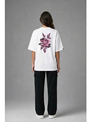 Posh Cabal A02006 Baskılı Oversize Beyaz Kadın T-Shirt