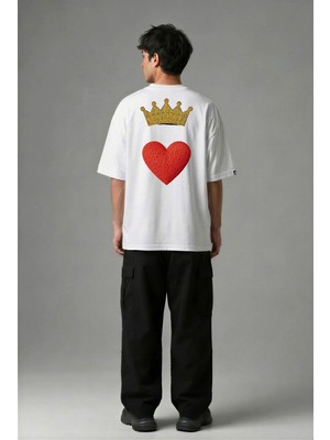 Posh Cabal A02111 Baskılı Oversize Beyaz Erkek T-Shirt