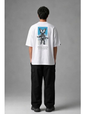 Posh Cabal A03132 Baskılı Oversize Beyaz Erkek T-Shirt