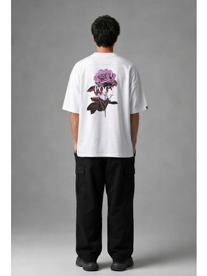Posh Cabal A02008 Baskılı Oversize Beyaz Erkek T-Shirt