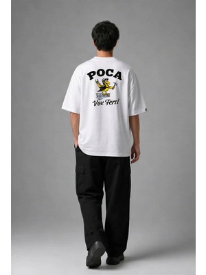 Posh Cabal A03088 Baskılı Oversize Beyaz Erkek T-Shirt
