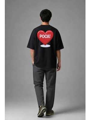 Posh Cabal A02014 Baskılı Oversize Siyah Erkek T-Shirt