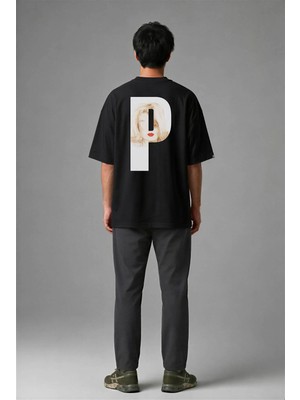 Posh Cabal A02115 Baskılı Oversize Siyah Erkek T-Shirt