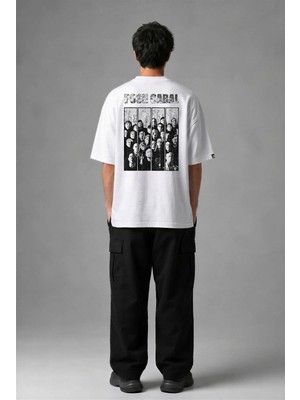 Posh Cabal A03117 Baskılı Oversize Beyaz Erkek T-Shirt