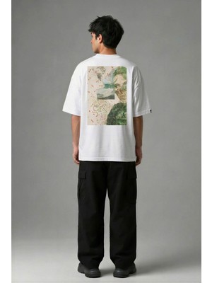 Posh Cabal A02101 Baskılı Oversize Beyaz Erkek T-Shirt