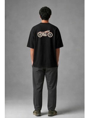Posh Cabal A02082 Baskılı Oversize Siyah Erkek T-Shirt