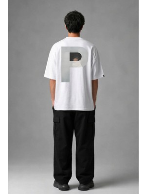 Posh Cabal A02112 Baskılı Oversize Beyaz Erkek T-Shirt