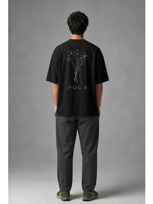 Posh Cabal A01123 Baskılı Oversize Siyah Erkek T-Shirt