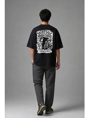 Posh Cabal A01039 Baskılı Oversize Siyah Erkek T-Shirt