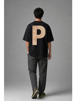 Posh Cabal A02118 Baskılı Oversize Siyah Erkek T-Shirt