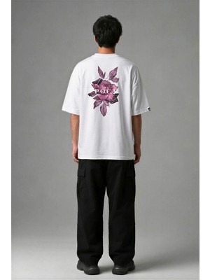 Posh Cabal A02006 Baskılı Oversize Beyaz Erkek T-Shirt