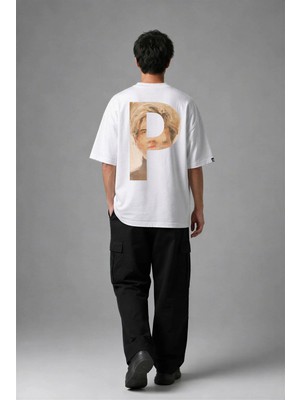 Posh Cabal A02113 Baskılı Oversize Beyaz Erkek T-Shirt
