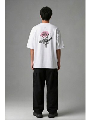 Posh Cabal A02001 Baskılı Oversize Beyaz Erkek T-Shirt