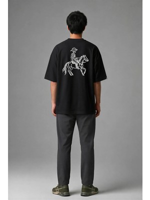 Posh Cabal A01051 Baskılı Oversize Siyah Erkek T-Shirt