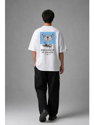 Posh Cabal A03133 Baskılı Oversize Beyaz Erkek T-Shirt