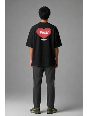 Posh Cabal A02016 Baskılı Oversize Siyah Erkek T-Shirt