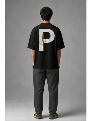 Posh Cabal A02117 Baskılı Oversize Siyah Erkek T-Shirt