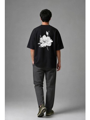 Posh Cabal A02049 Baskılı Oversize Siyah Erkek T-Shirt