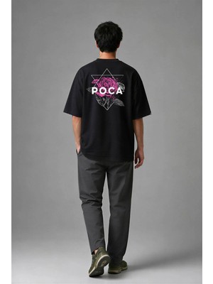 Posh Cabal A01019 Baskılı Oversize Siyah Erkek T-Shirt