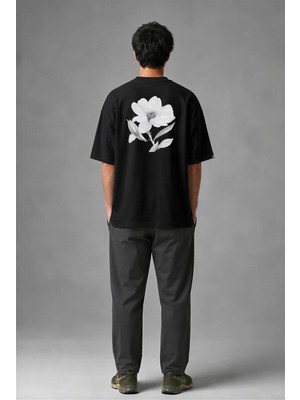 Posh Cabal A02048 Baskılı Oversize Siyah Erkek T-Shirt