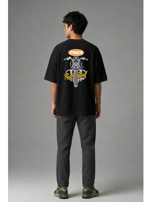 Posh Cabal A01067 Baskılı Oversize Siyah Erkek T-Shirt