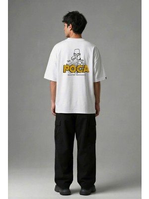 Posh Cabal A03019 Baskılı Oversize Beyaz Erkek T-Shirt