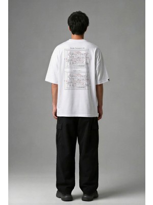 Posh Cabal A03009 Baskılı Oversize Beyaz Erkek T-Shirt