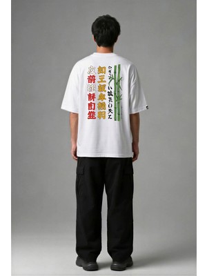 Posh Cabal A03014 Baskılı Oversize Beyaz Erkek T-Shirt